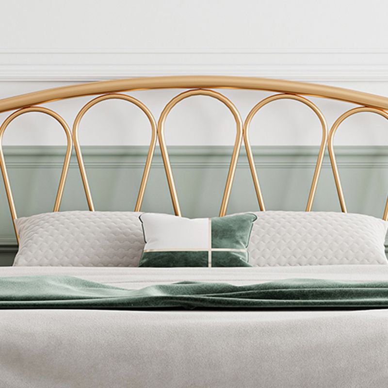 Iron Open-Frame Bed with Arched Headboard and Metal Legs Bed