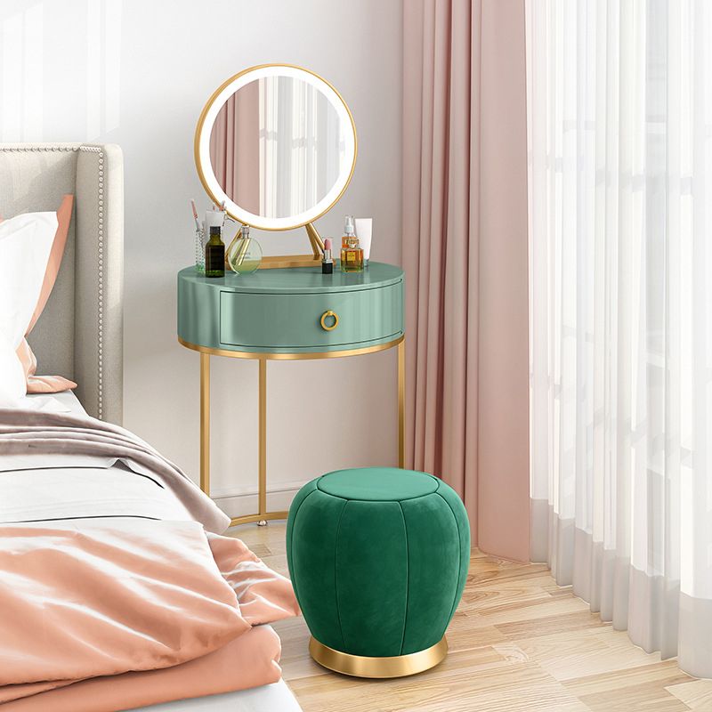 Panel Top Green/white with Drawers Gold Metal Base Dressing Table