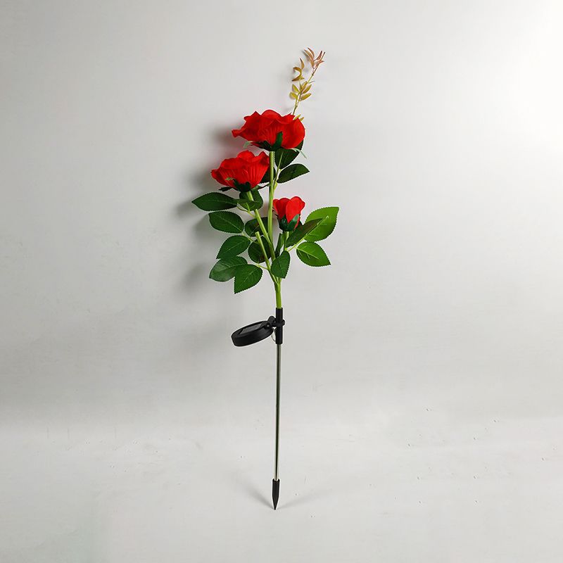 2 Pcs Rose Bouquet Shape Courtyard LED Stake Light Plastic Modern Solar Lawn Lighting