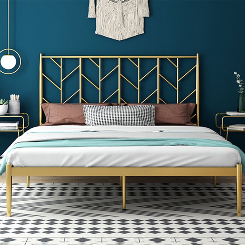 Metal Headboard Standard Bed Rectangular Bed with Custom Legs