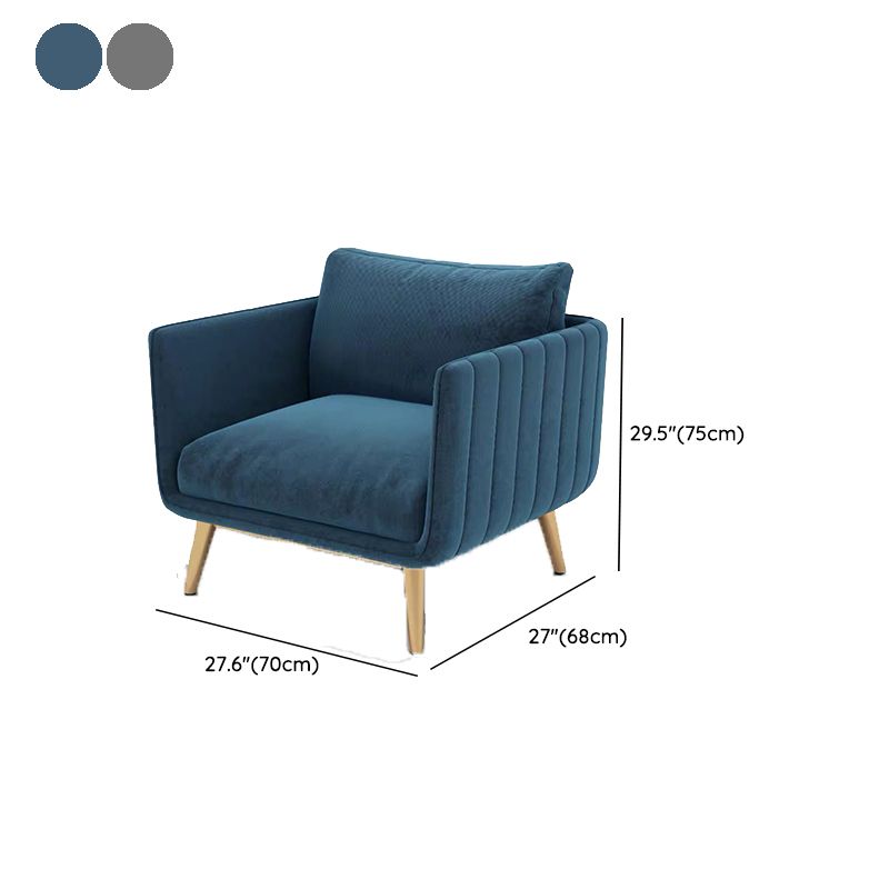 Velvet Nordic Standard Sofa Loose Back Square Arm Sofa with Brass Legs