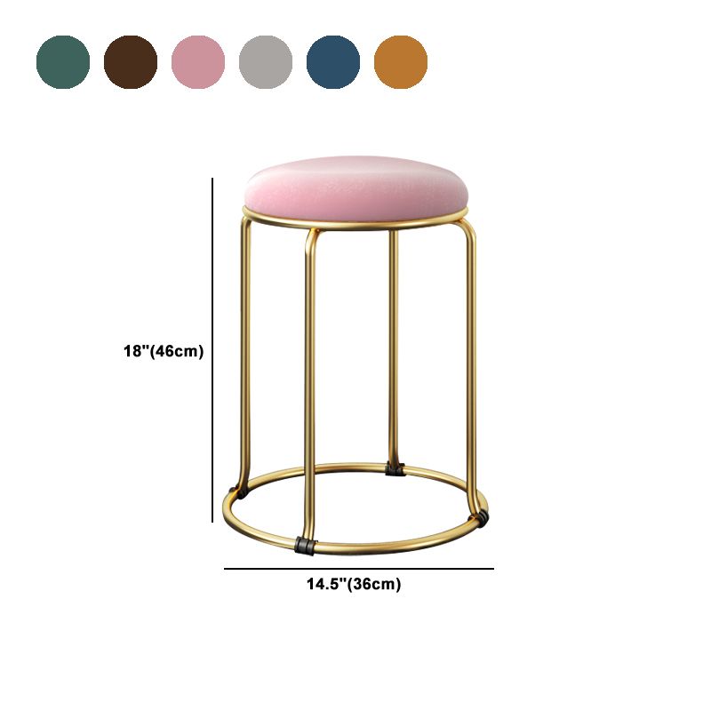 Ottoman Round Glam Pure Color Velvet Tear Resistant Standard Ottoman