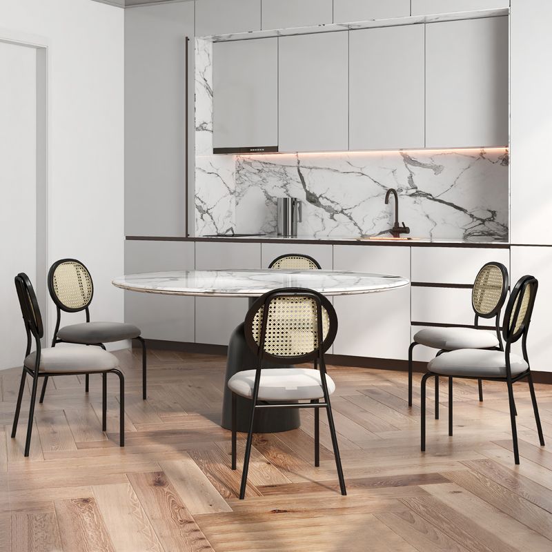 Upholstered Armless Dining Chairs Open Back Side Chair with Metal Legs