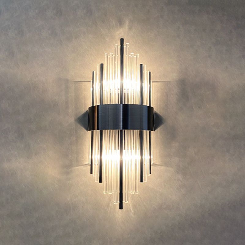 Hexagon Wall Mounted Light Fixture Modern Style Crystal 2-Lights Wall Lighting in Gold