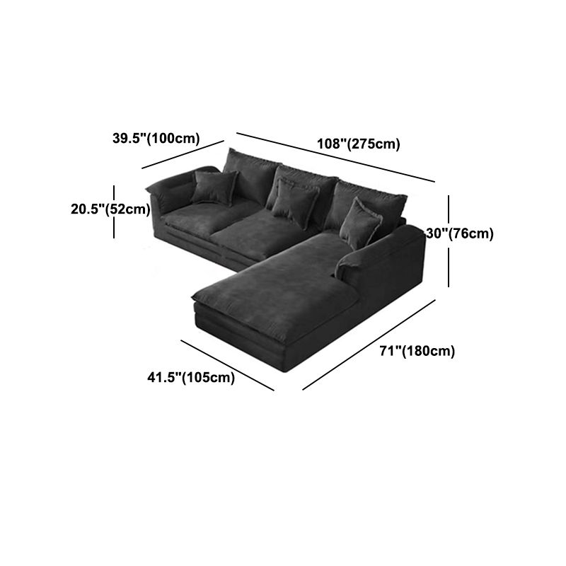 Contemporary Grey Loose Back Sofa & Chaise Pillow Top Arm Sofa - 29.92" H