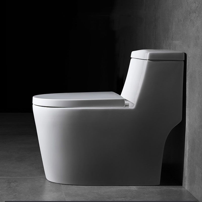 White Ceramic Floor Toilet Elongated One Piece Toilet with Glazed Surface