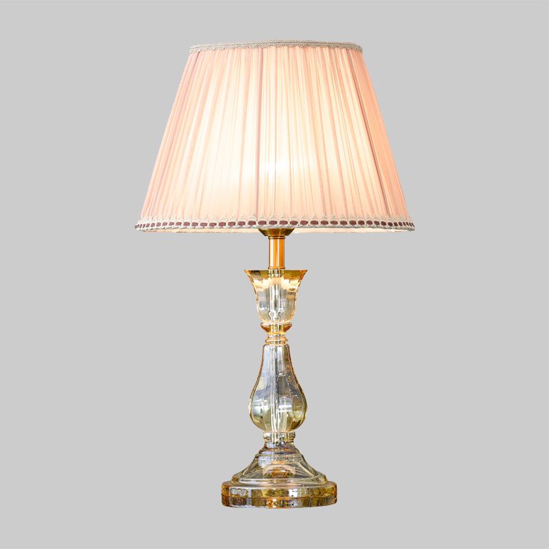 Pink Urn Shape Night Lamp Minimalism 1 Light K9 Crystal Table Lighting for Living Room