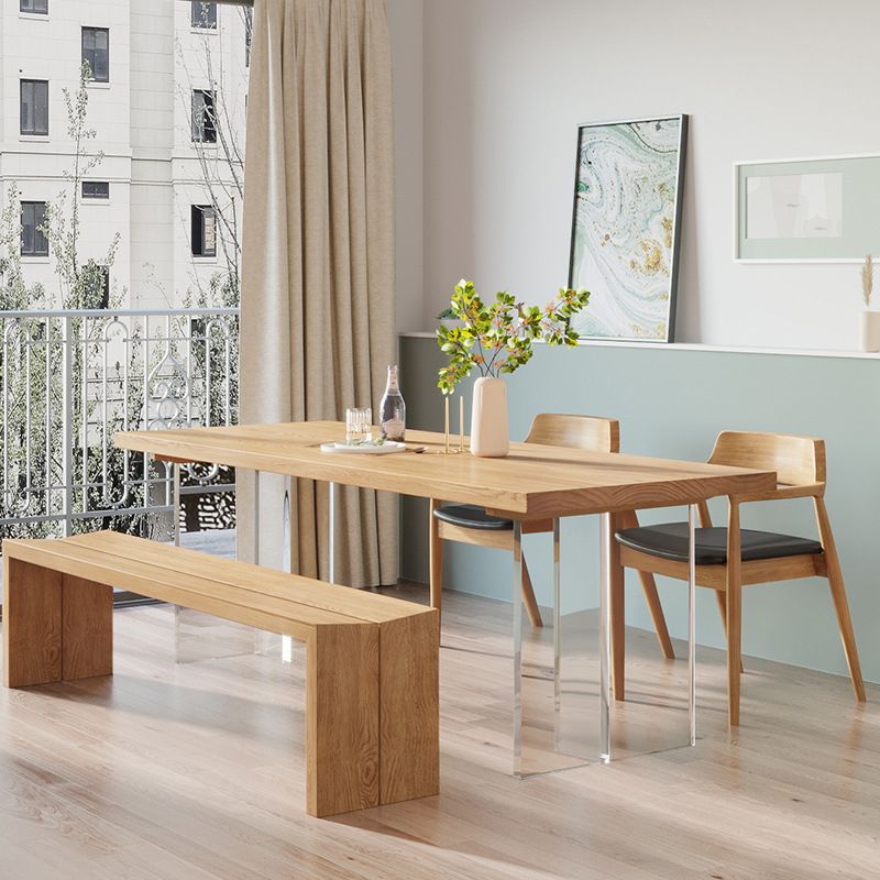 Rectangle Double Base Dining Table Modern Pine Wood Table for Living Room