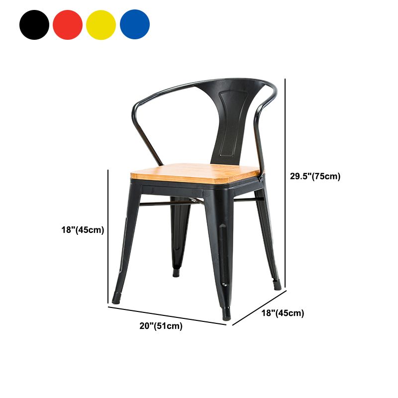 Industrial Metal Dining Chair Open Back Dining Side Furniture in Matte Finish for Indoor