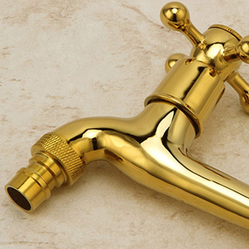 Glam Wall Mounted Bathroom Faucet Cross Handle Low Arc Circular Vessel Faucet