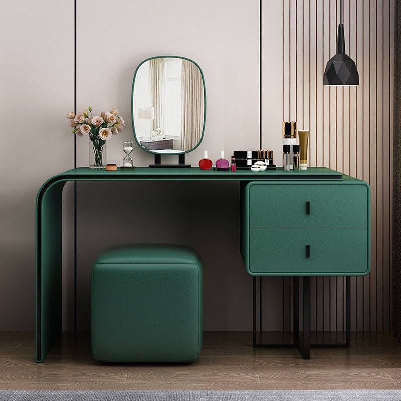 Glam Style 2-Drawer Solid Color Dressing Table Mirror Make-up Vanity