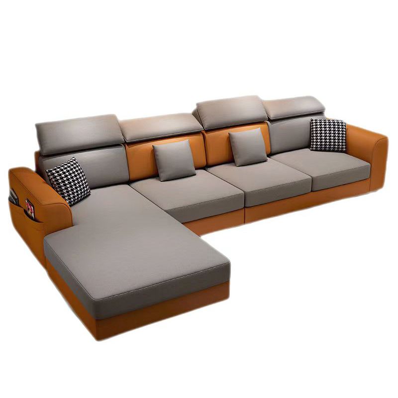 35.4"H Modern Faux Leather Flared Arm Sofa & Chaise for Living Room