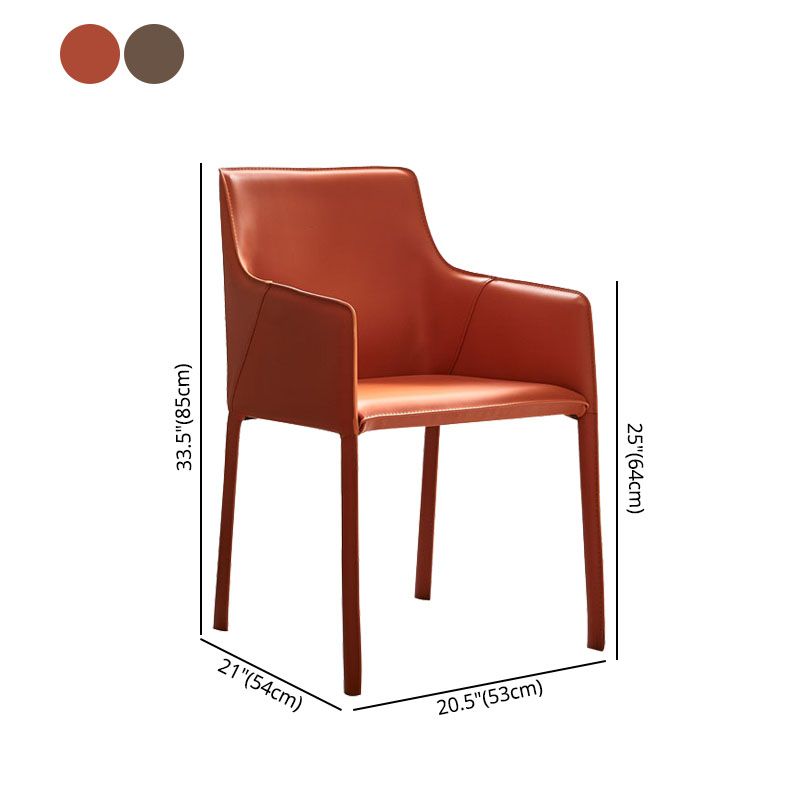 Leather Metal Modern Indoor-Outdoor Chair Dining Room Solid Back Chair