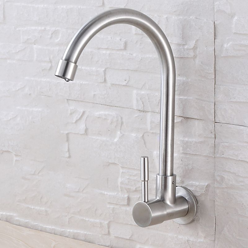 Contemporary Single Handle Bar Faucet Pull-down Wall-mounted Faucet in Chrome
