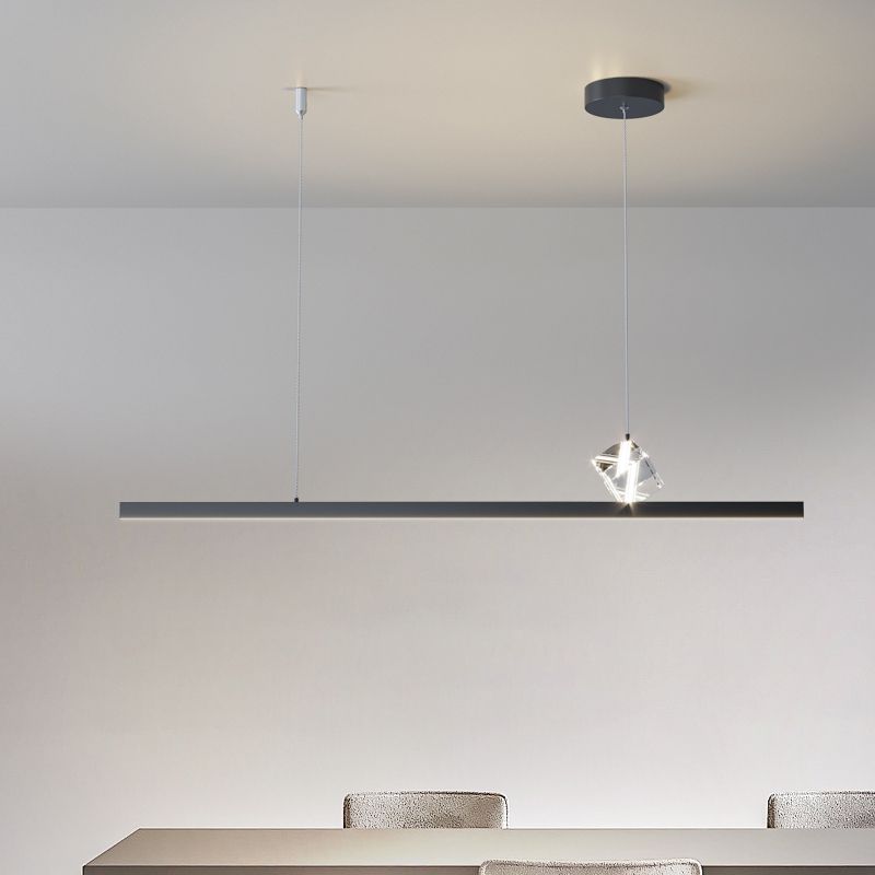 1 Light Linear Island Light Fixtures Modernism Crystal Island Pendant Lights for Kitchen