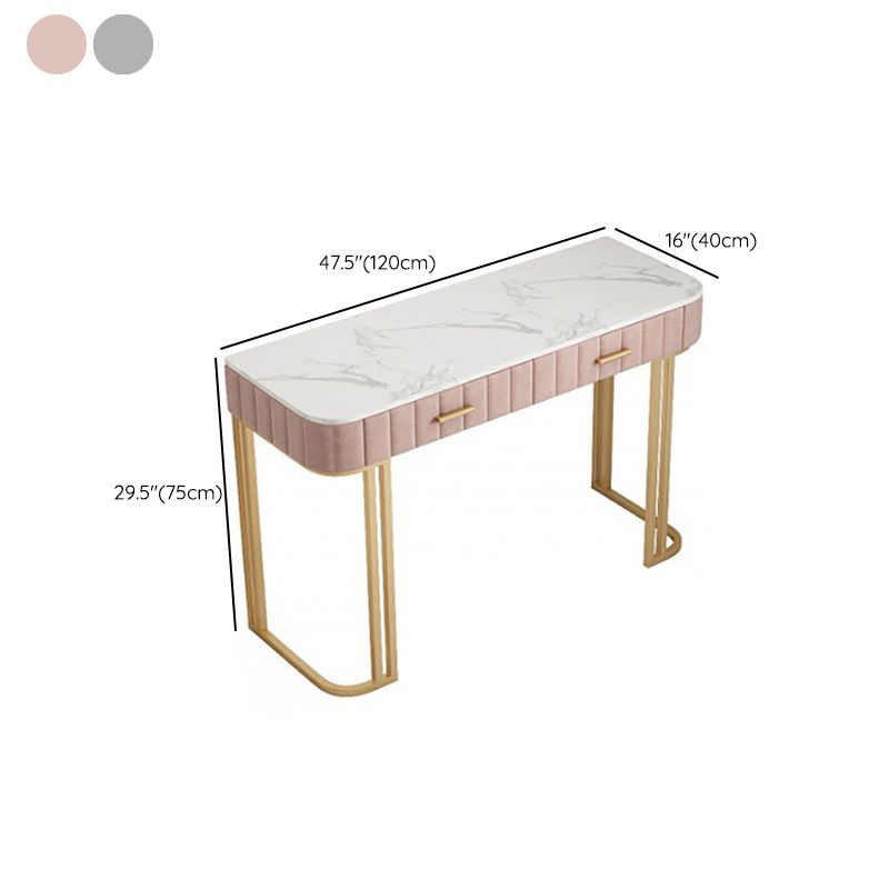Glam 29.5" High Marble Top Vanity Dressing Table with 2 Drawers