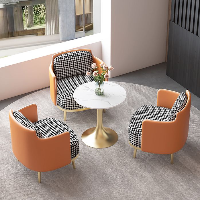 Luxury Sintered Stone Top Dining Table Round Table with Gold Metal Pedestal