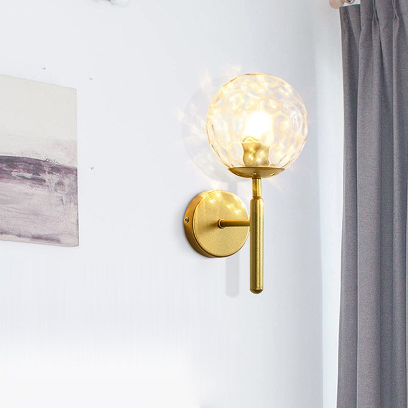 Modern Spherical Glass Wall Light Fixture 1-Bulb Bedroom Wall Sconce Light