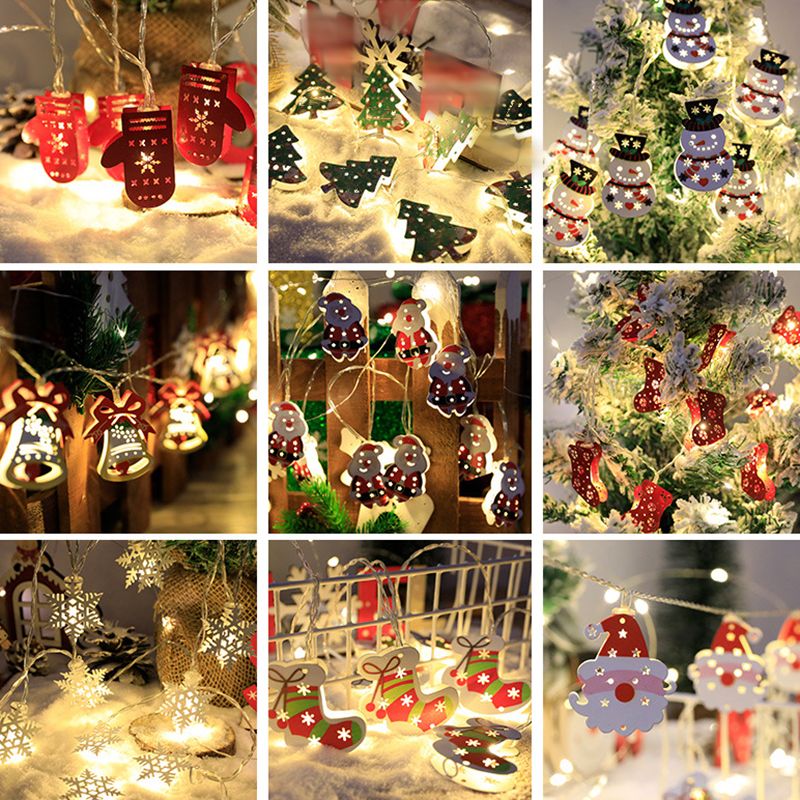 Cartoon Geometric Christmas Lighting Metal Living Room Bedroom LED String Light