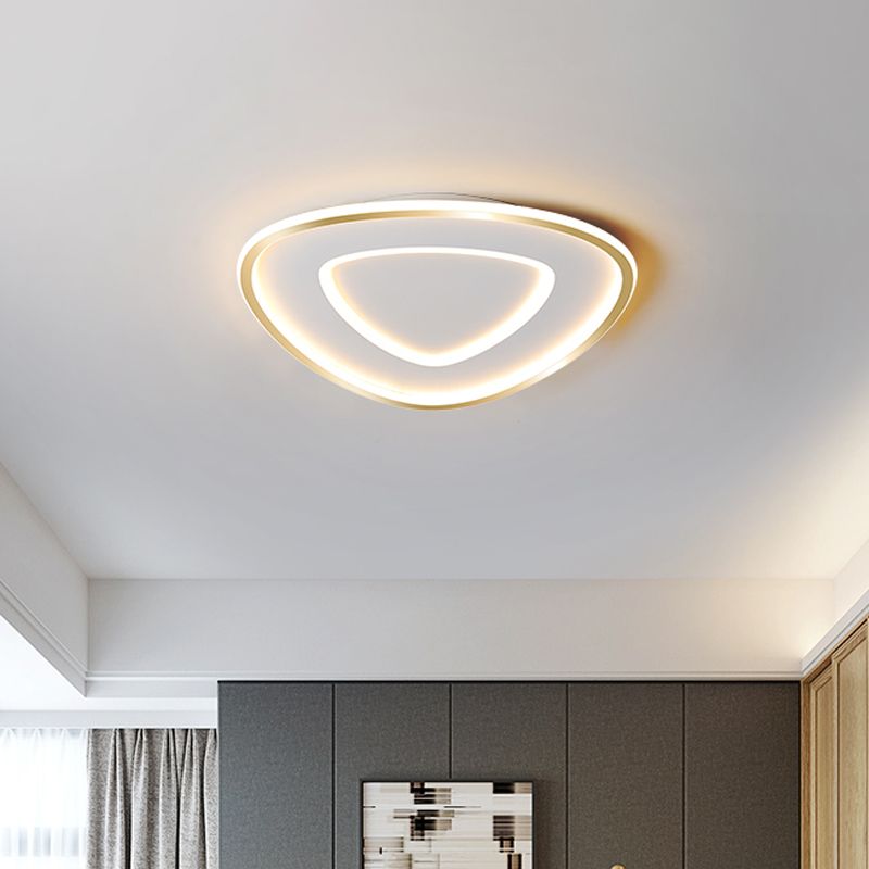 Plafonnier LED Extra fin en forme d'étoile/carré/triangle, luminaire de plafond contemporain en métal poli doré, pour chambre de bébé