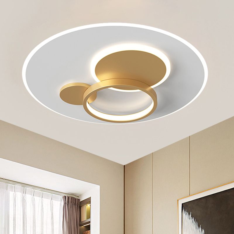16 "/19.5" W Cerchio Luce a incasso Semplice Metallo Nero/Oro Finitura LED Lampada a incasso in luce calda/bianca