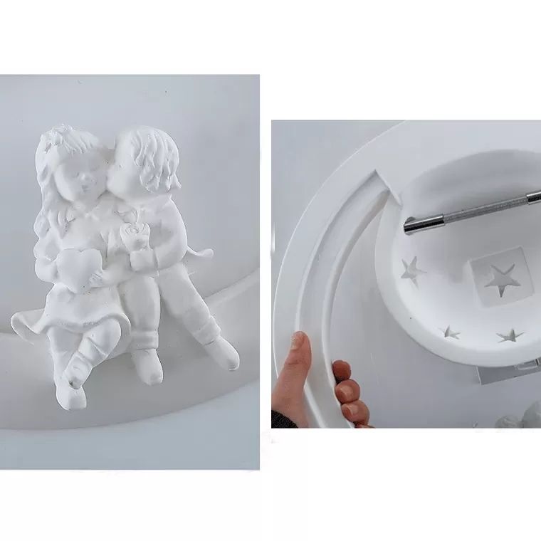 Romantic White Wall Sconce Starry Resin Wall Light with Little Kids for Child Bedroom