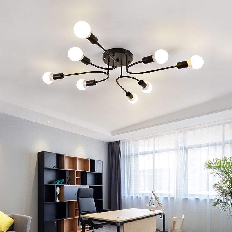 Starburst Semi Flush Mount Lighting Nordic Metal 6/8/10 Lichter Weiß/Gold/Schwarz Deckeneinbauleuchte für Schlafzimmer