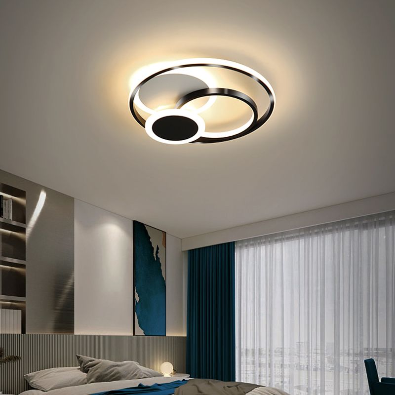 Lámpara LED de montaje empotrado con anillo, pantalla acrílica, luz de techo moderna para dormitorio