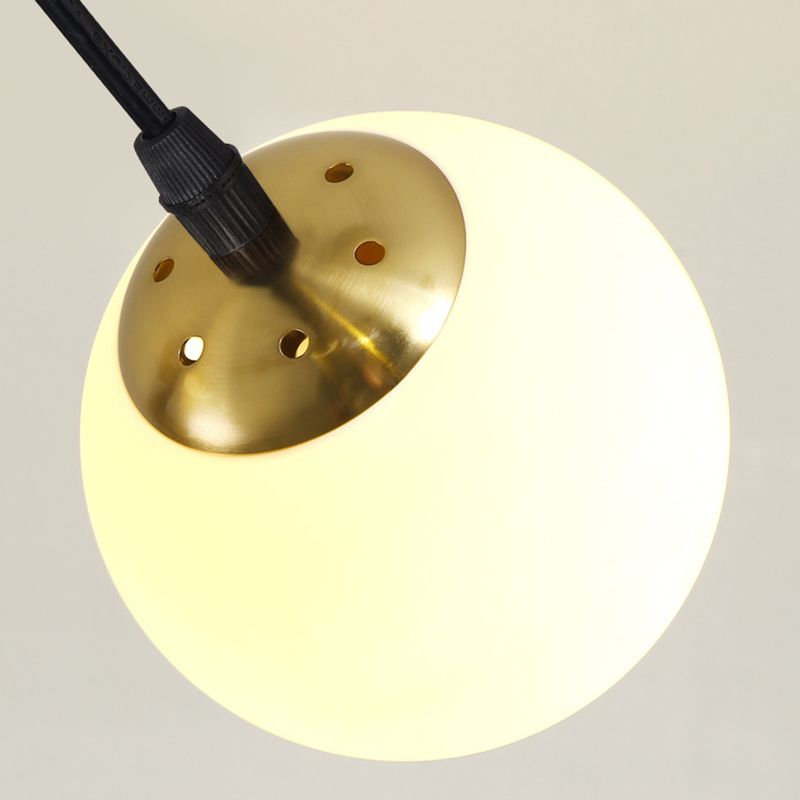 Blown Glass Globe Island Light Modern 5 Heads Black Pendant Spotlight for Dining Room