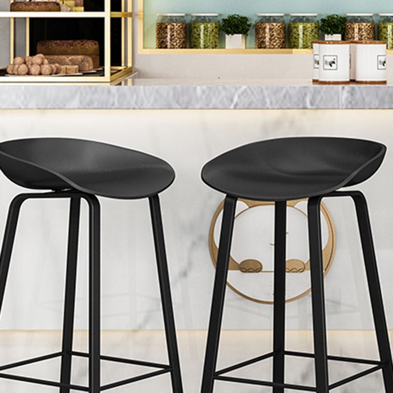 Contemporary Plastic Backrest Counter High Stool with 4 Legs