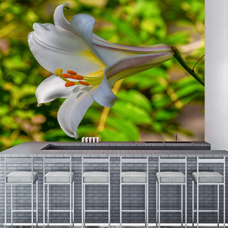 Customized Lily Mural Wall Covering Eco-friendly Wallpaper for Bedroom