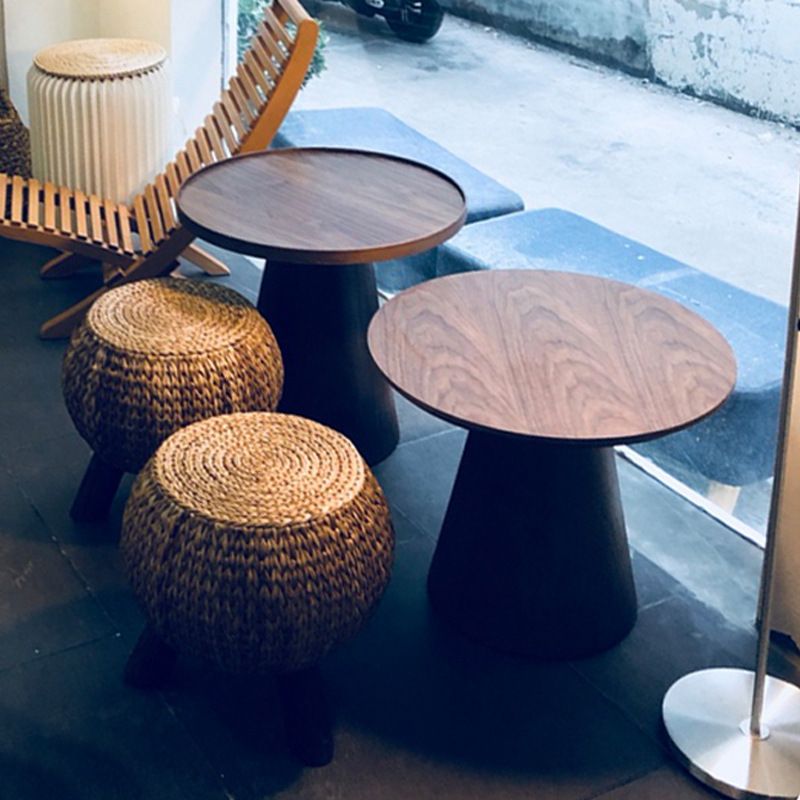 Round Solid Wood Coffee Table Pedestal Coffee Cocktail Table