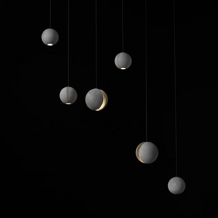 Mini Sphere Hanging Lamp Modern Cement 1 Head Restaurant Pendant Light in Grey