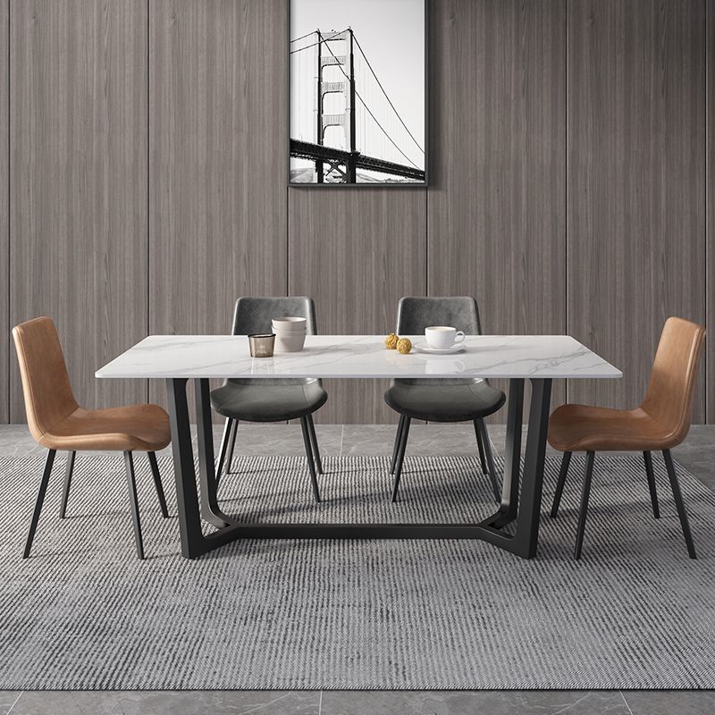 Rectangle White Dining Table Set 1/4/5/7 Pcs Modern Sintered Stone Dining Table and Chairs
