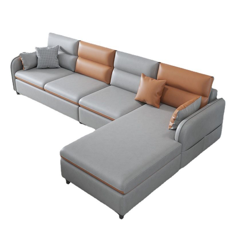 Multicolor Choice Imitation Leather Sofa Bed Embedded Armrest with Pillow Back Sofa