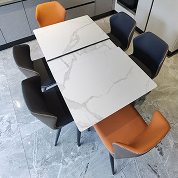 Modern Style Kitchen Sintered Stone Dining Set with Drop Leaf Dining Room Table Set