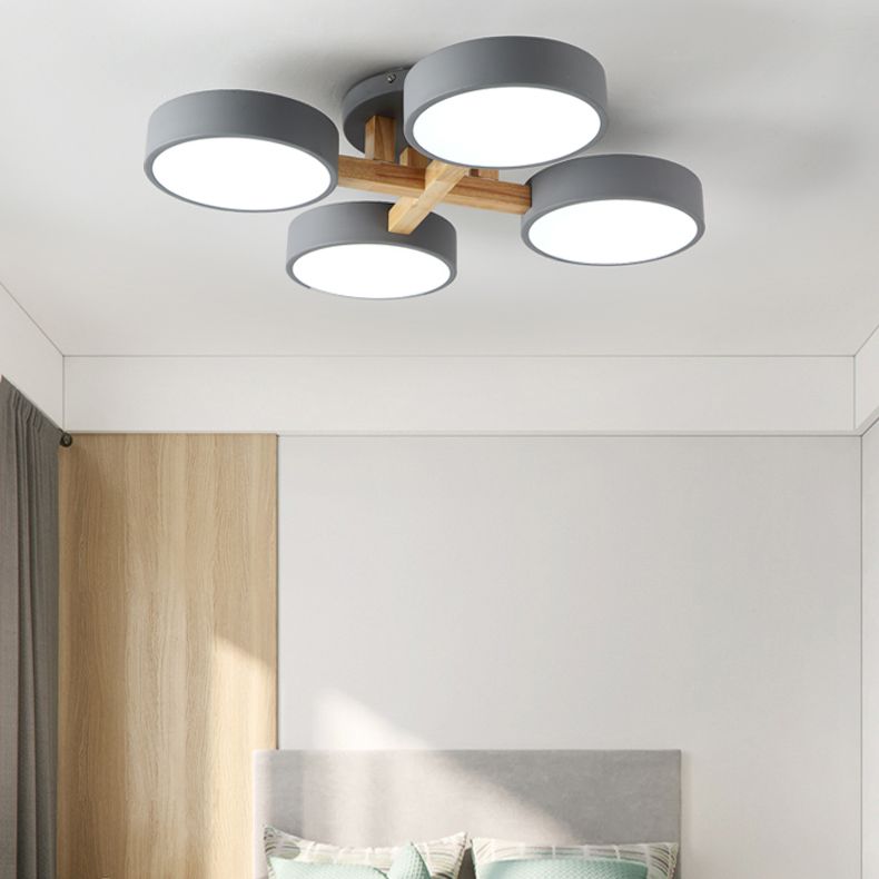 Lámpara de techo LED creativa moderna, soporte semiempotrado de macarrón geométrico de hierro forjado con pantalla acrílica