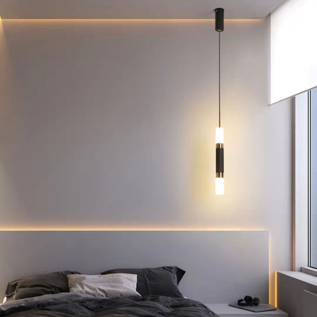 Luce a sospensione a sospensione in metallo cilindrico Light a ciondolo a LED moderno per camera da letto