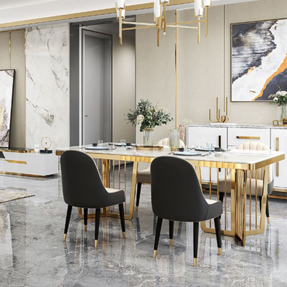 Traditional Luxury Dining Table Black Marble Rectangle Dining Table for Home