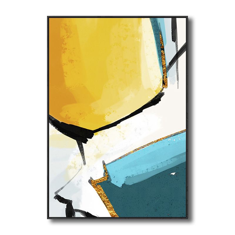 Abstract Pattern Painting Yellow Canvas Wall Art Textured, Multiple Sizes Available