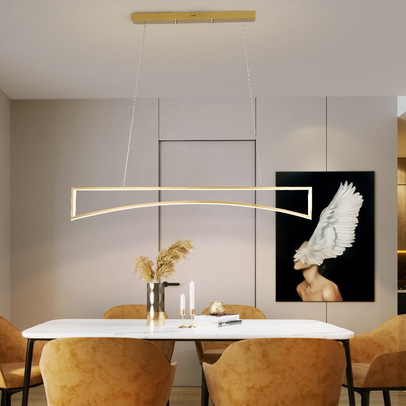 Linear Shape Island Pendant Contemporary Style Metal Single Light Island Light Fixture