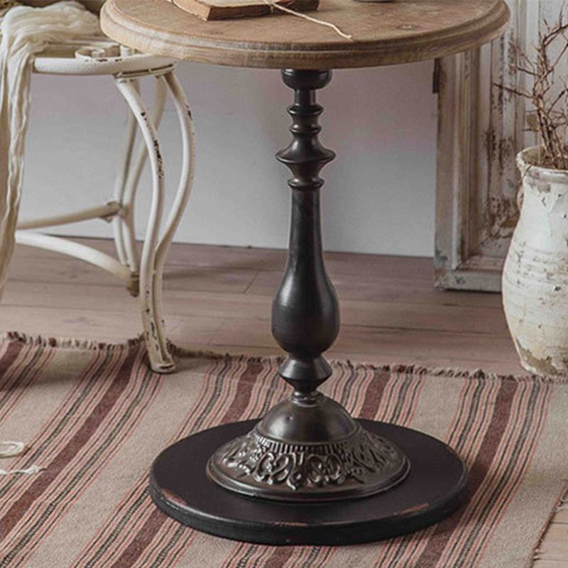 Round Pedestal Side Table French Rustic Side End Snack Table