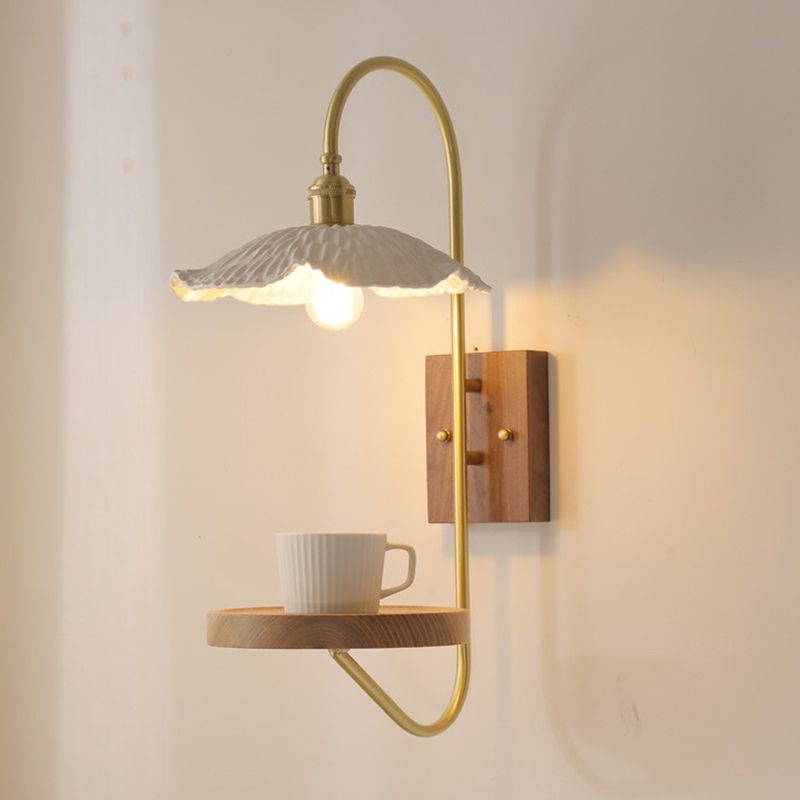 Wood Geometric Shape Wall Sconce Modern Style 1 Light Wall Light Sconce without Cup