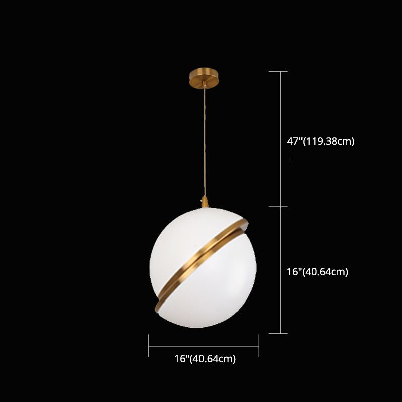 Oro 1 luce a sospensione leggera moderna sferica sferica ombra appesa lampada per camera da letto