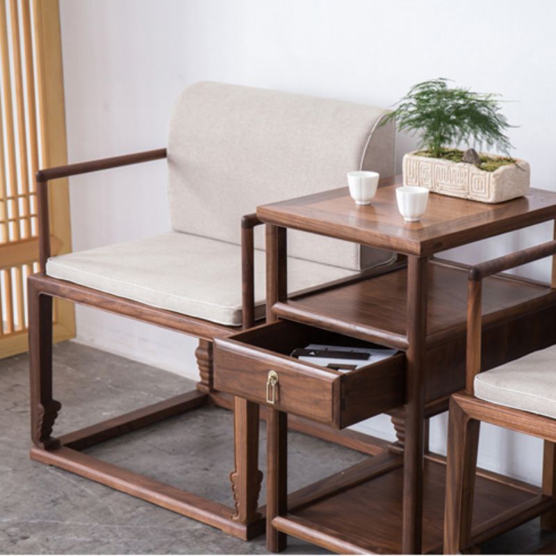 Traditional Style Dining Chair Wooden Open Back Arm Chair for Home