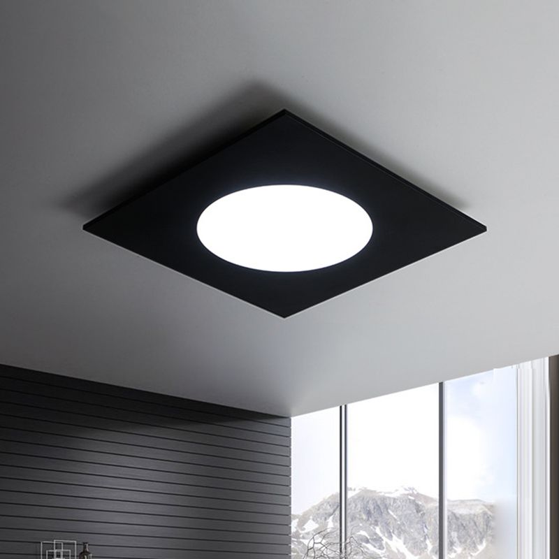 Metallic Squared Flush Mount Fixture Minimalist White/Black LED Ceiling Flush in White/Warm Light