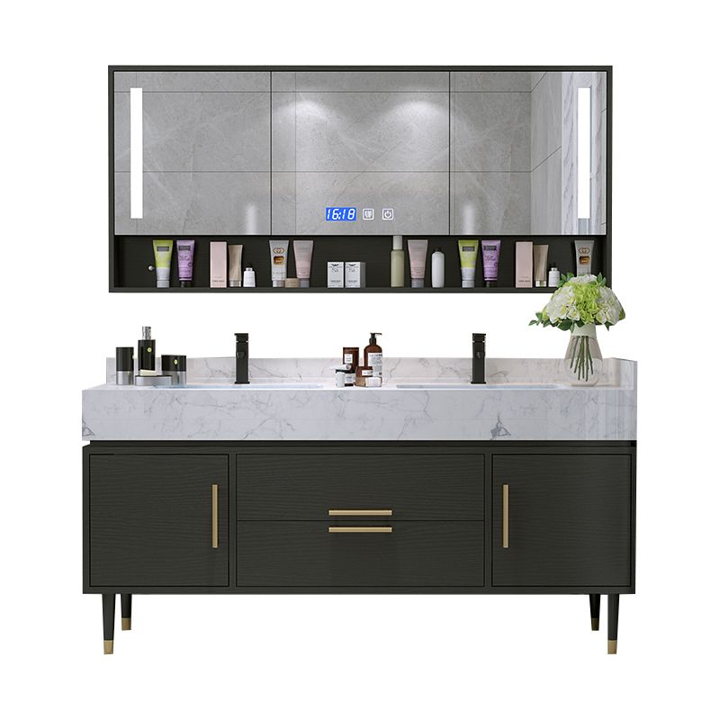 Metal Frame Vanity Set Plain Rectangle Drawers Freestanding Bath Vanity with Drawers
