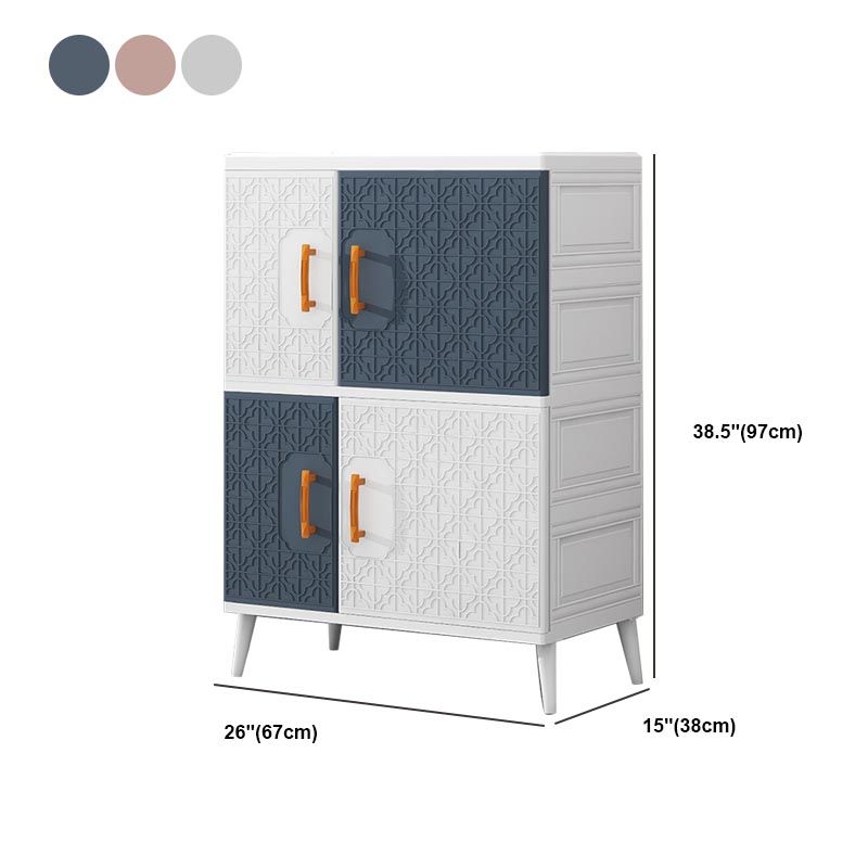 Plastic Matte Finish Storage Cabinet Contemporary Hinged Door Cabinet for Bedroom