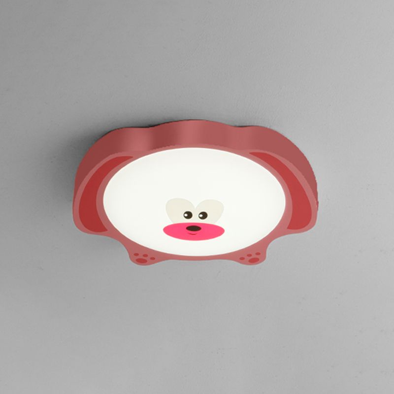 Cartoon Bear Acrylic Ceiling Fixture LED Flush Mount Recessed Lighting in Blue/Pink for Kids Room