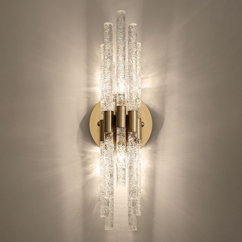 Unique Shade Multi Lights Wall Sconce Modern Style Crystal Wall Mount Light Fixture in Brass